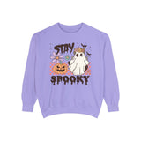 Stay Spooky Halloween Sweatshirt - Floral Ghost and Pumpkin Graphic Sweater