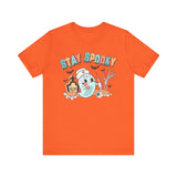 Stay Spooky Nurse Halloween T-Shirt - Ghost and Skeleton Medical Halloween Tee