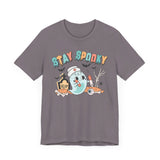 Stay Spooky Nurse Halloween T-Shirt - Ghost and Skeleton Medical Halloween Tee