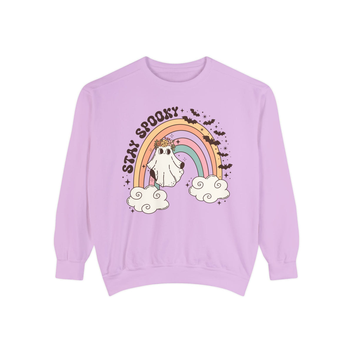 Stay Spooky Rainbow Ghost Halloween Sweatshirt - Pastel Retro Halloween Sweater