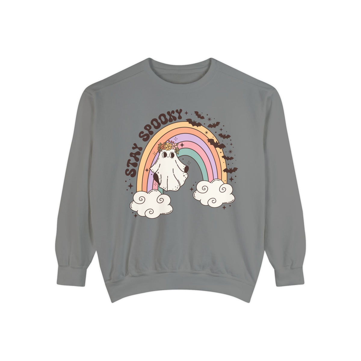 Stay Spooky Rainbow Ghost Halloween Sweatshirt - Pastel Retro Halloween Sweater