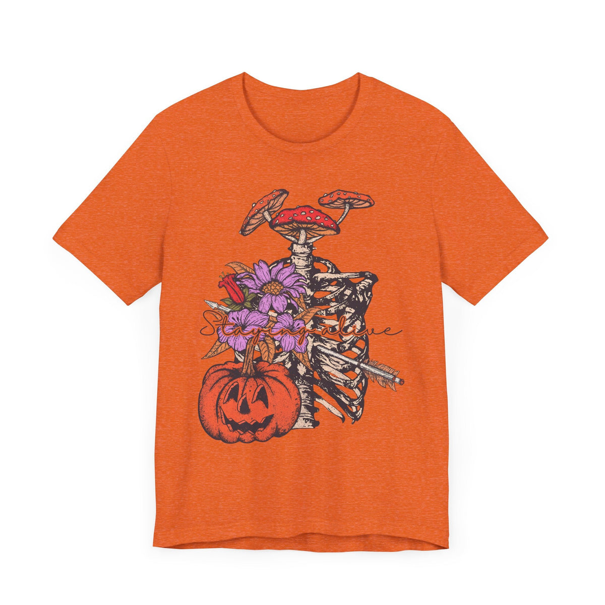 Staying Alive - Floral Skeleton Ribcage Halloween Shirt