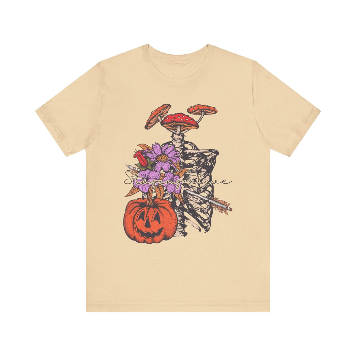 Staying Alive - Floral Skeleton Ribcage Halloween Shirt