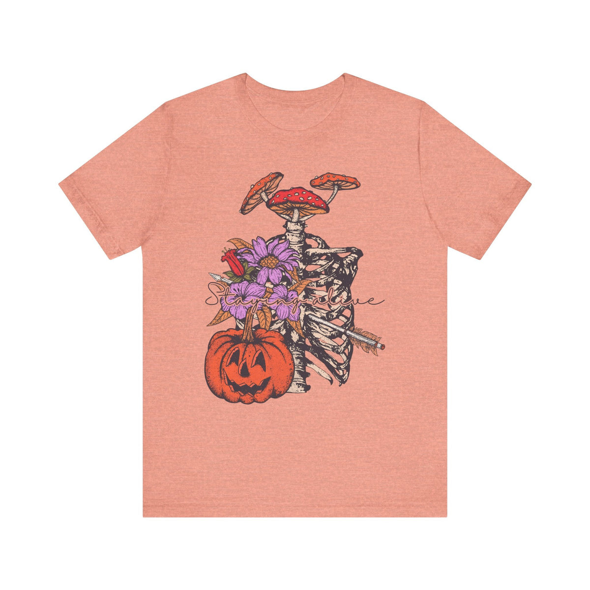 Staying Alive - Floral Skeleton Ribcage Halloween Shirt