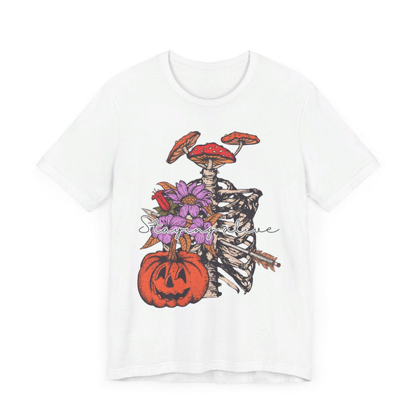 Staying Alive - Floral Skeleton Ribcage Halloween Shirt