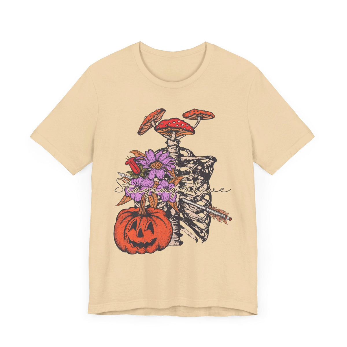 Staying Alive - Floral Skeleton Ribcage Halloween Shirt