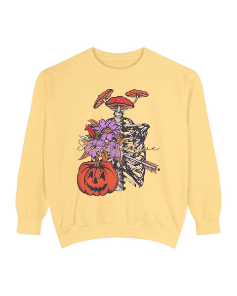 Staying Alive Floral Skeleton Ribcage Halloween Sweatshirt Unisex