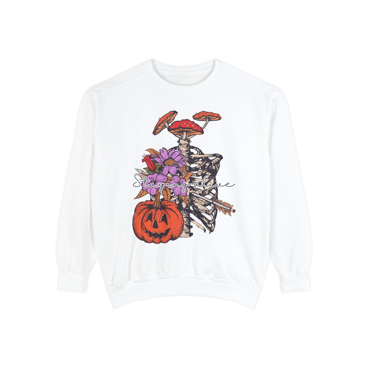 Staying Alive - Floral Skeleton Ribcage Halloween Sweatshirt