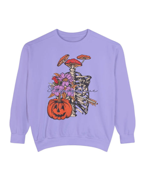 Staying Alive Floral Skeleton Ribcage Halloween Sweatshirt Unisex