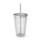 Sunsplash Tumbler with Straw - Personalizable 16oz Drink Cup for Summer Fun, Beach Vibes, and Gifts