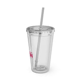 Sunsplash Tumbler with Straw - Personalizable 16oz Drink Cup for Summer Fun, Beach Vibes, and Gifts