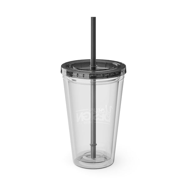 Sunsplash Tumbler with Straw - Personalizable 16oz Drink Cup for Summer Fun, Beach Vibes, and Gifts