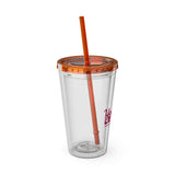 Sunsplash Tumbler with Straw - Personalizable 16oz Drink Cup for Summer Fun, Beach Vibes, and Gifts