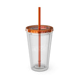 Sunsplash Tumbler with Straw - Personalizable 16oz Drink Cup for Summer Fun, Beach Vibes, and Gifts