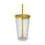 Sunsplash Tumbler with Straw - Personalizable 16oz Drink Cup for Summer Fun, Beach Vibes, and Gifts
