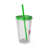 Sunsplash Tumbler with Straw - Personalizable 16oz Drink Cup for Summer Fun, Beach Vibes, and Gifts