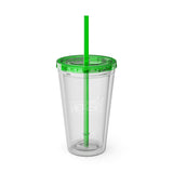 Sunsplash Tumbler with Straw - Personalizable 16oz Drink Cup for Summer Fun, Beach Vibes, and Gifts