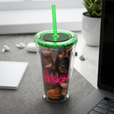 Sunsplash Tumbler with Straw - Personalizable 16oz Drink Cup for Summer Fun, Beach Vibes, and Gifts