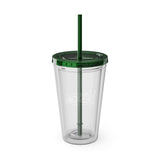 Sunsplash Tumbler with Straw - Personalizable 16oz Drink Cup for Summer Fun, Beach Vibes, and Gifts
