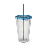 Sunsplash Tumbler with Straw - Personalizable 16oz Drink Cup for Summer Fun, Beach Vibes, and Gifts