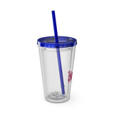 Sunsplash Tumbler with Straw - Personalizable 16oz Drink Cup for Summer Fun, Beach Vibes, and Gifts