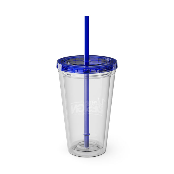 Sunsplash Tumbler with Straw - Personalizable 16oz Drink Cup for Summer Fun, Beach Vibes, and Gifts