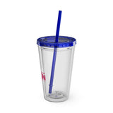 Sunsplash Tumbler with Straw - Personalizable 16oz Drink Cup for Summer Fun, Beach Vibes, and Gifts