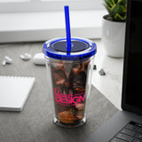 Sunsplash Tumbler with Straw - Personalizable 16oz Drink Cup for Summer Fun, Beach Vibes, and Gifts