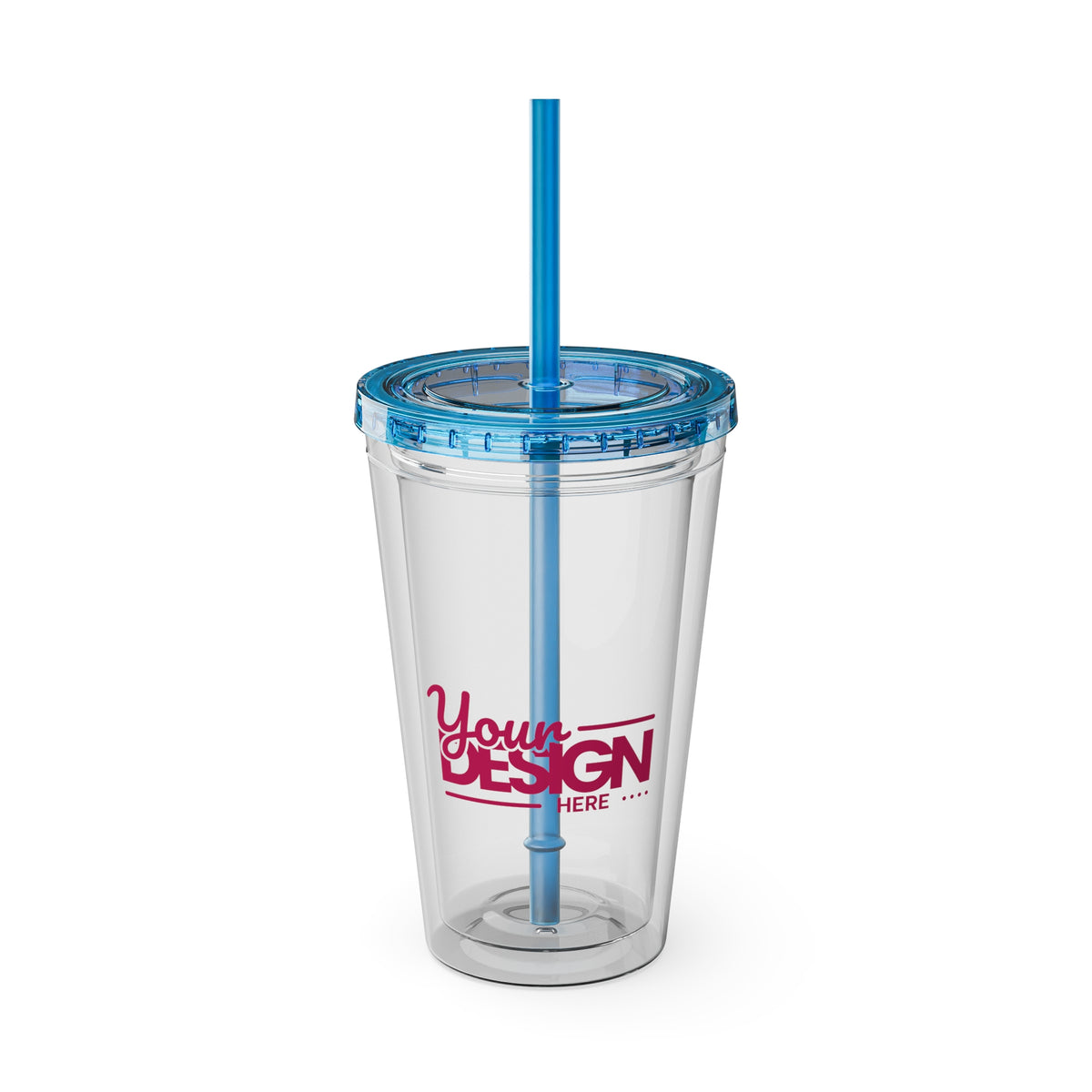 Sunsplash Tumbler with Straw - Personalizable 16oz Drink Cup for Summer Fun, Beach Vibes, and Gifts