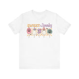 Sweet & Spooky Halloween Shirt - Retro Ghost Lollipops Graphic Tee