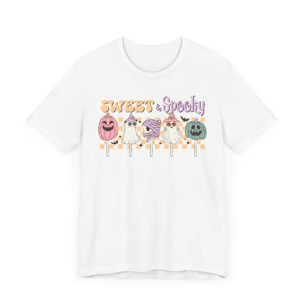 Sweet & Spooky Halloween Shirt - Retro Ghost Lollipops Graphic Tee