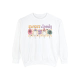 Sweet & Spooky Halloween Sweatshirt - Retro Ghost Lollipops Graphic Sweater