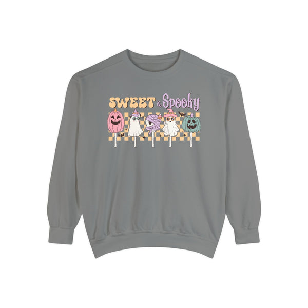 Sweet & Spooky Halloween Sweatshirt - Retro Ghost Lollipops Graphic Sweater