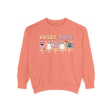 Sweet & Spooky Halloween Sweatshirt - Retro Ghost Lollipops Graphic Sweater