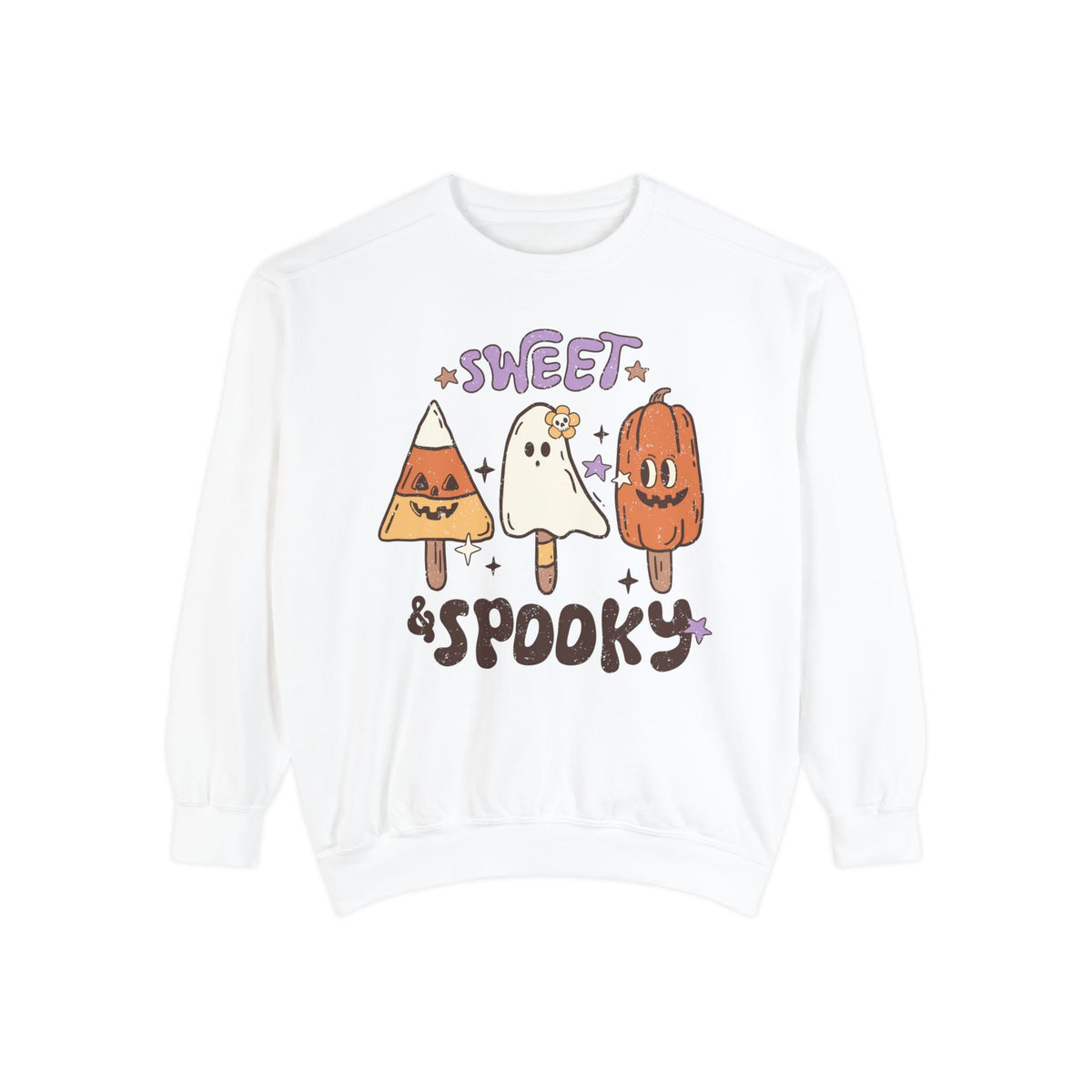 Sweet and Spooky Halloween Sweatshirt - Candy and Ghost Pops Graphic Sweater