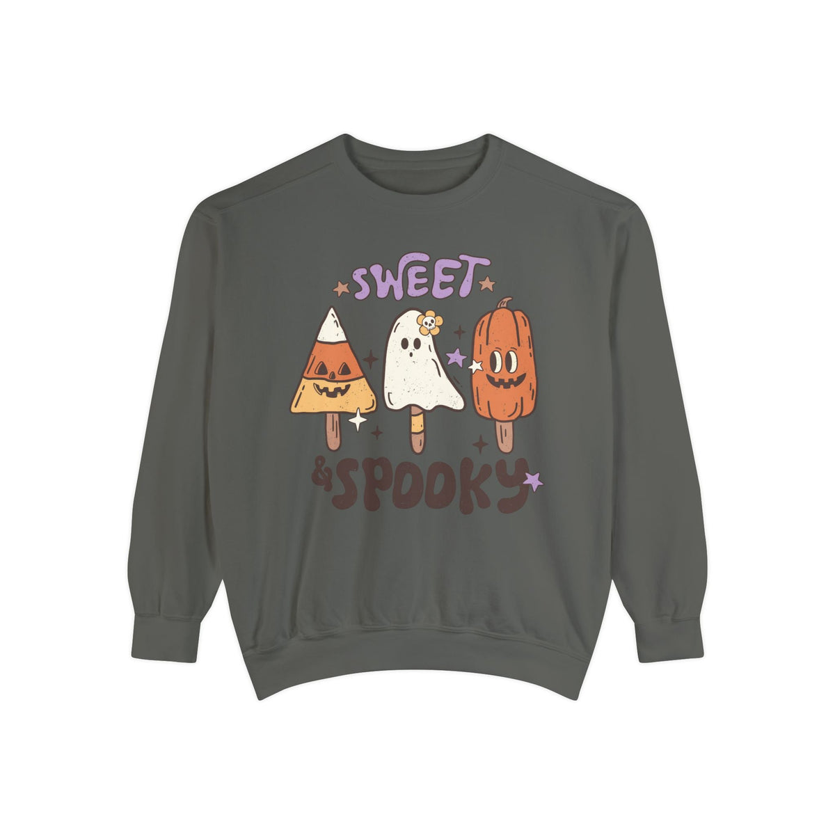 Sweet and Spooky Halloween Sweatshirt - Candy and Ghost Pops Graphic Sweater