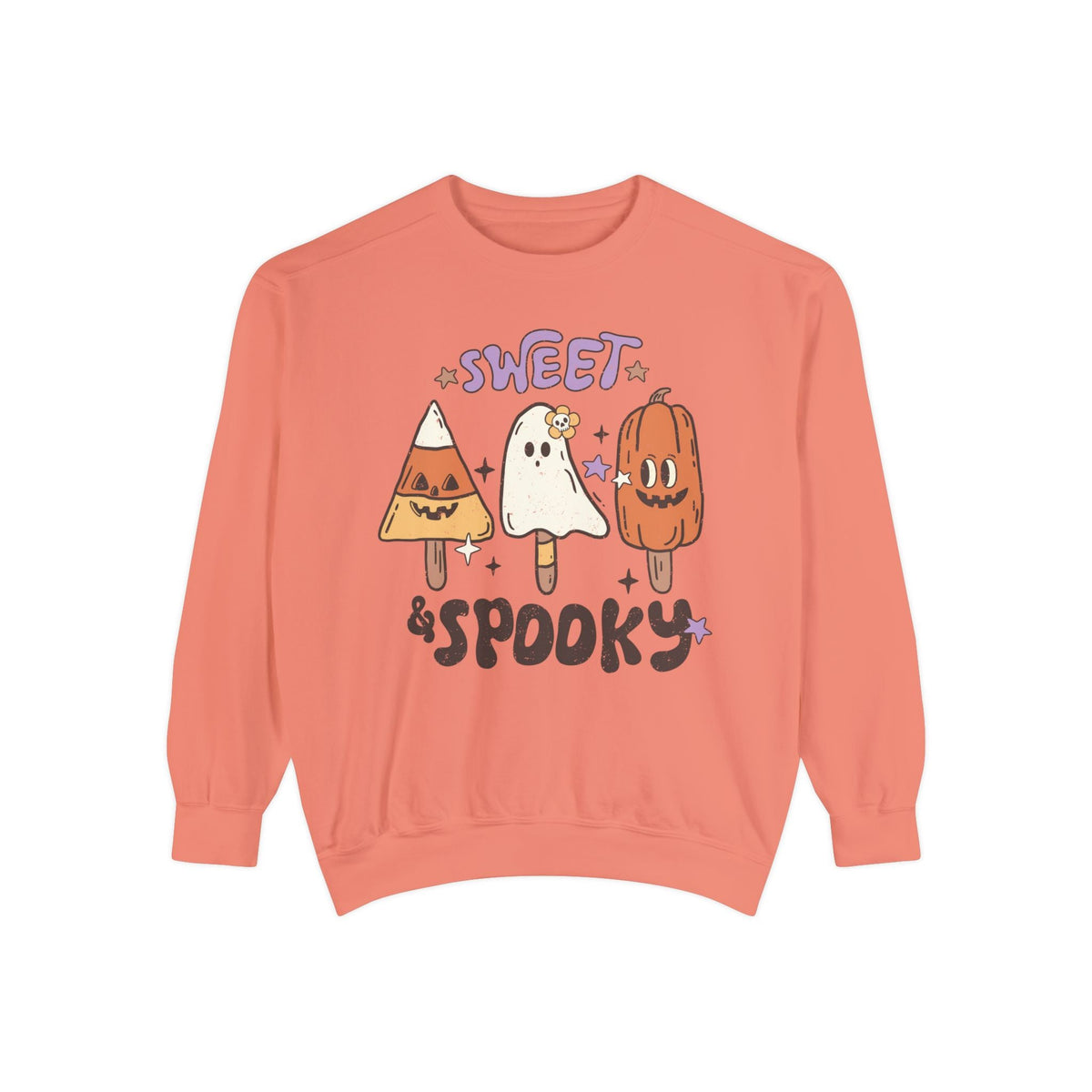 Sweet and Spooky Halloween Sweatshirt - Candy and Ghost Pops Graphic Sweater