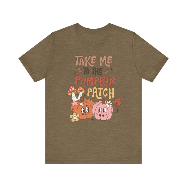 Take Me to the Pumpkin Patch T-Shirt - Retro Fall Graphic Tee - Vintage Pumpkin Patch Design for Autumn Lovers