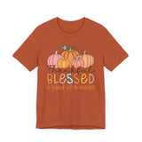 Thankful, Blessed & Kind of a Mess Pumpkins T-Shirt - Fall Graphic Tee - Cozy Autumn Fashion