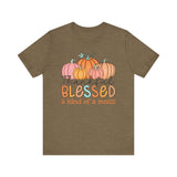 Thankful, Blessed & Kind of a Mess Pumpkins T-Shirt - Fall Graphic Tee - Cozy Autumn Fashion