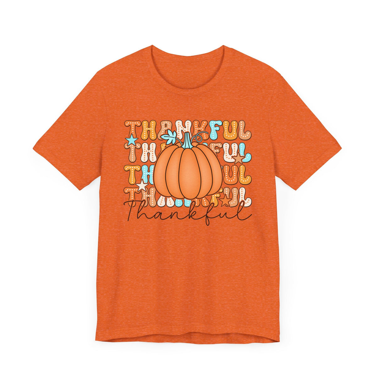 Thankful Fall Pumpkin T-Shirt - Cozy Autumn Graphic Tee - Thanksgiving & Harvest Season Shirt