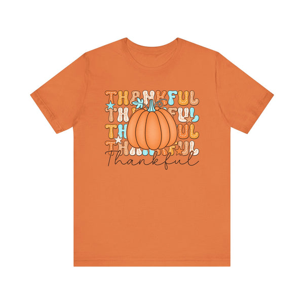 Thankful Fall Pumpkin T-Shirt - Cozy Autumn Graphic Tee - Thanksgiving & Harvest Season Shirt