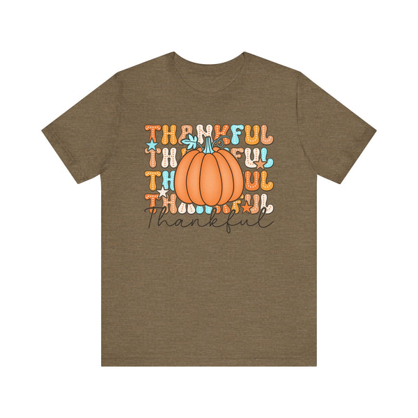 Thankful Fall Pumpkin T-Shirt - Cozy Autumn Graphic Tee - Thanksgiving & Harvest Season Shirt