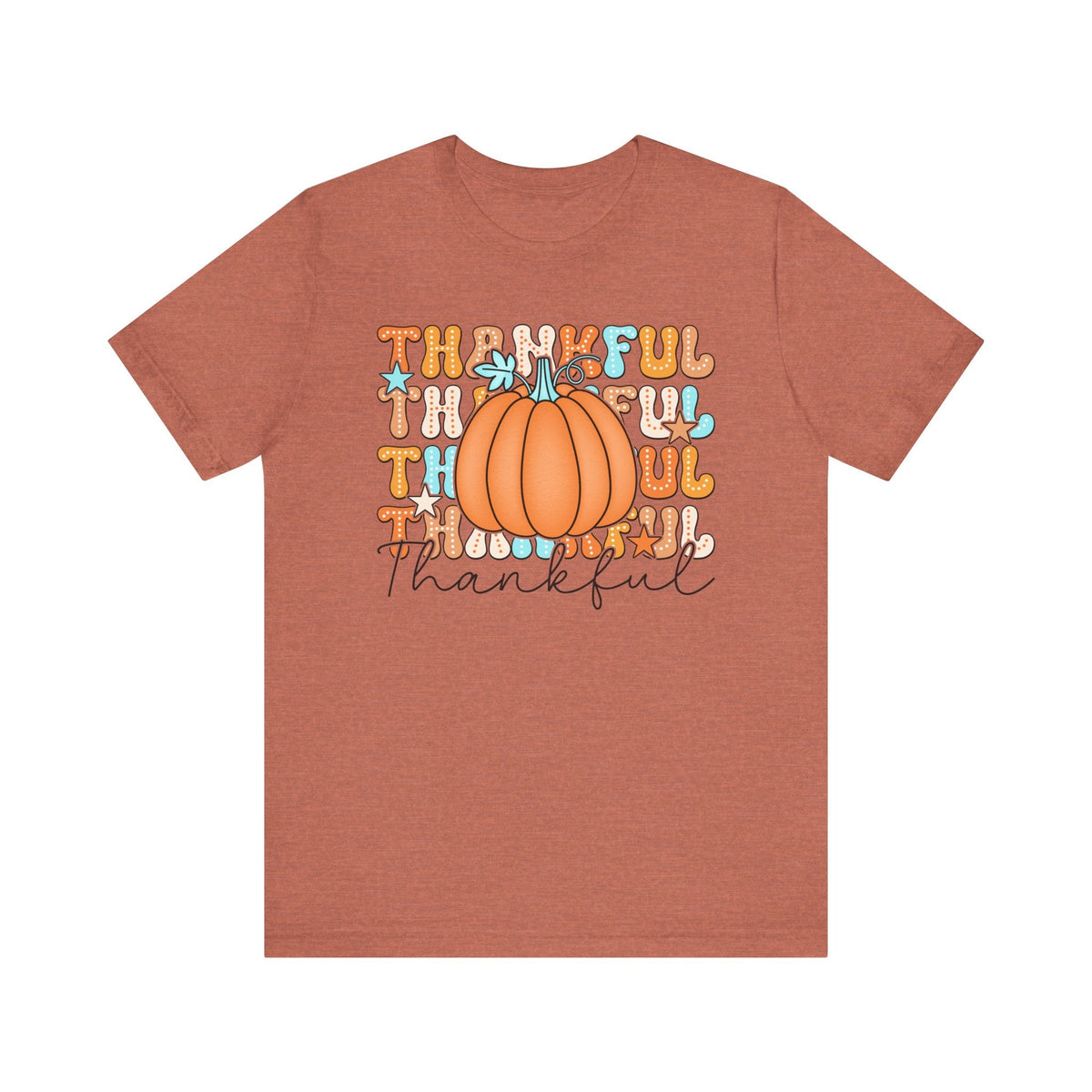 Thankful Fall Pumpkin T-Shirt - Cozy Autumn Graphic Tee - Thanksgiving & Harvest Season Shirt