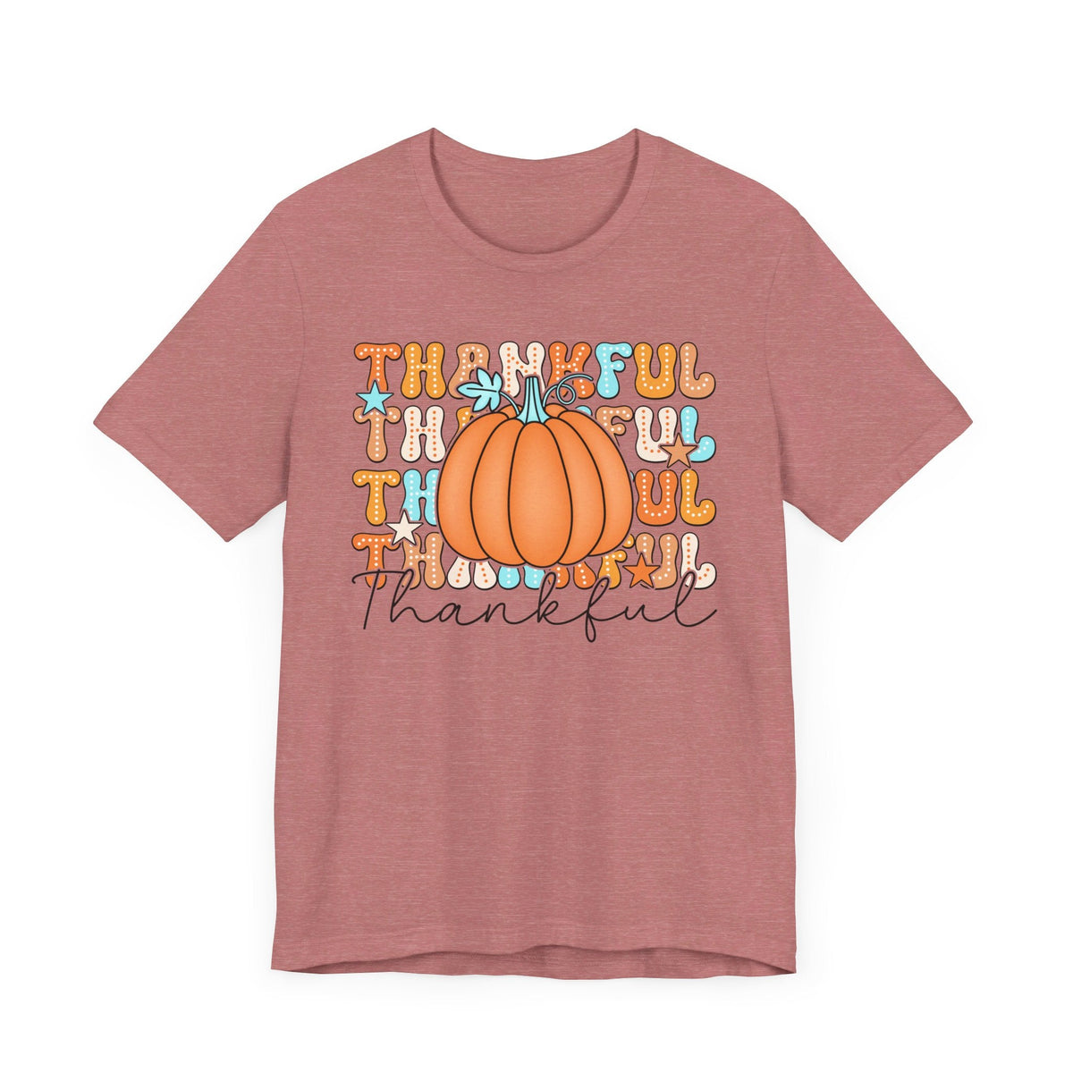 Thankful Fall Pumpkin T-Shirt - Cozy Autumn Graphic Tee - Thanksgiving & Harvest Season Shirt