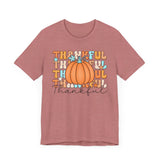 Thankful Fall Pumpkin T-Shirt - Cozy Autumn Graphic Tee - Thanksgiving & Harvest Season Shirt