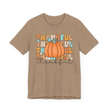 Thankful Fall Pumpkin T-Shirt - Cozy Autumn Graphic Tee - Thanksgiving & Harvest Season Shirt