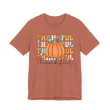 Thankful Fall Pumpkin T-Shirt - Cozy Autumn Graphic Tee - Thanksgiving & Harvest Season Shirt