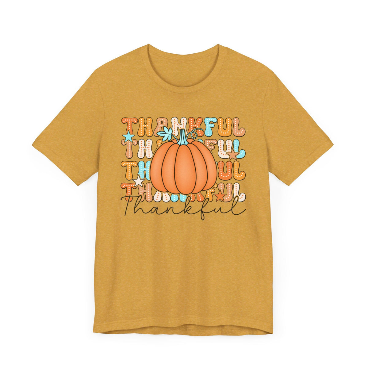 Thankful Fall Pumpkin T-Shirt - Cozy Autumn Graphic Tee - Thanksgiving & Harvest Season Shirt