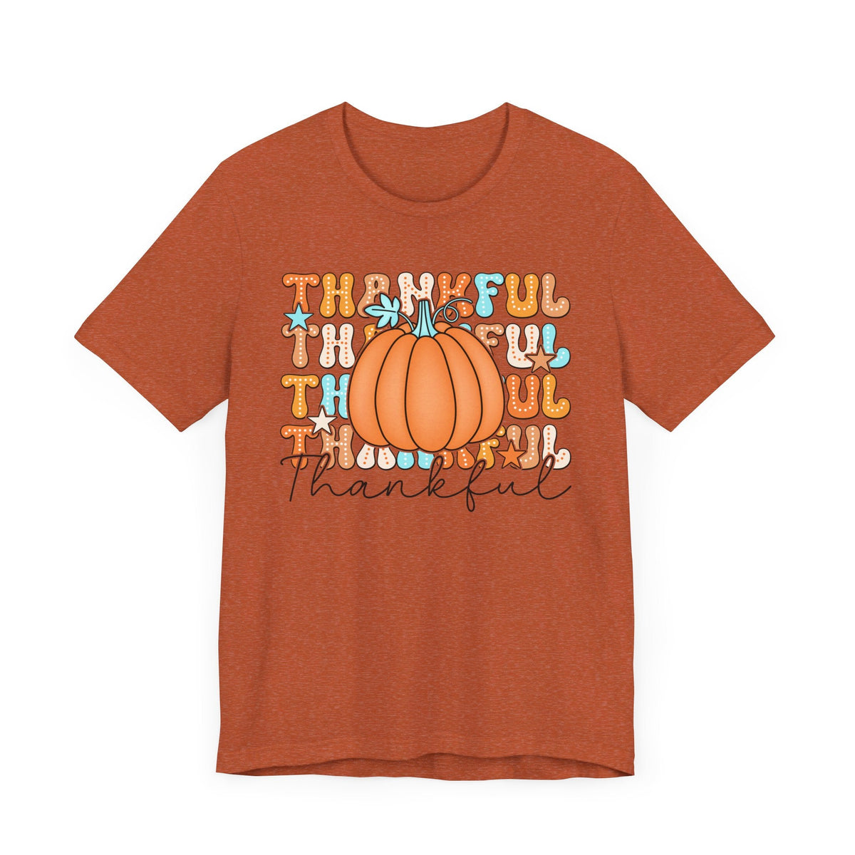 Thankful Fall Pumpkin T-Shirt - Cozy Autumn Graphic Tee - Thanksgiving & Harvest Season Shirt